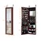 Costway Wall Door Mounted Mirrored Jewelry Cabinet Storage Organizer-Black/Brown/White